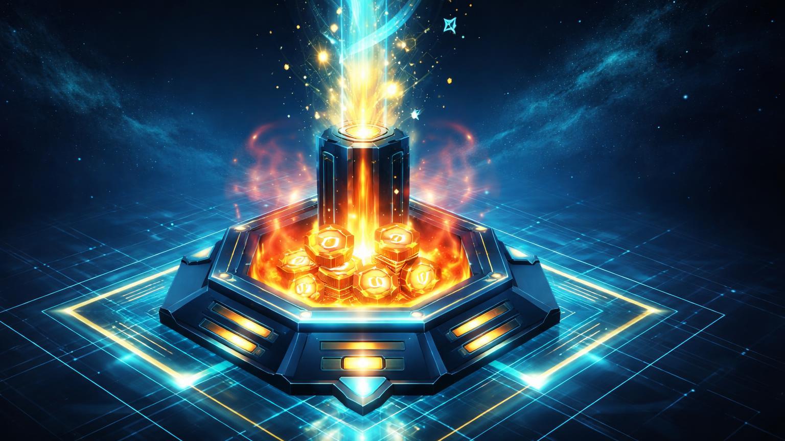 Estrutura isométrica Layer-2 queimando tokens POL em fornalha, liberando energia cyan para rally, com fumaça indicando riscos na Polygon