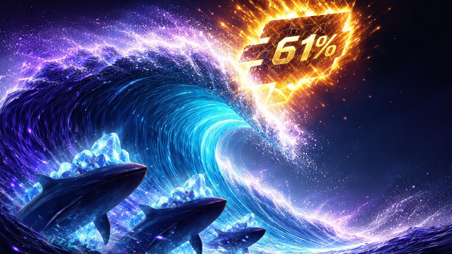 Onda de energia roxa-cyan com DASH explodindo 61% na crista e baleias coletando XRP, liderando rali de privacidade e altseason