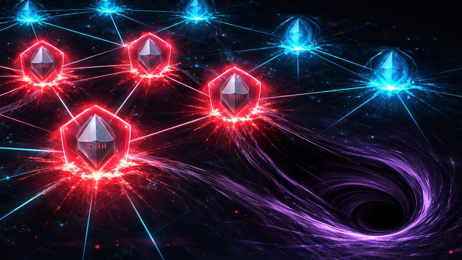 Rede Ethereum com oito nós sancionados por barreiras vermelhas, rastros para vórtice escuro do mixer, alertando riscos de fundos ilícitos