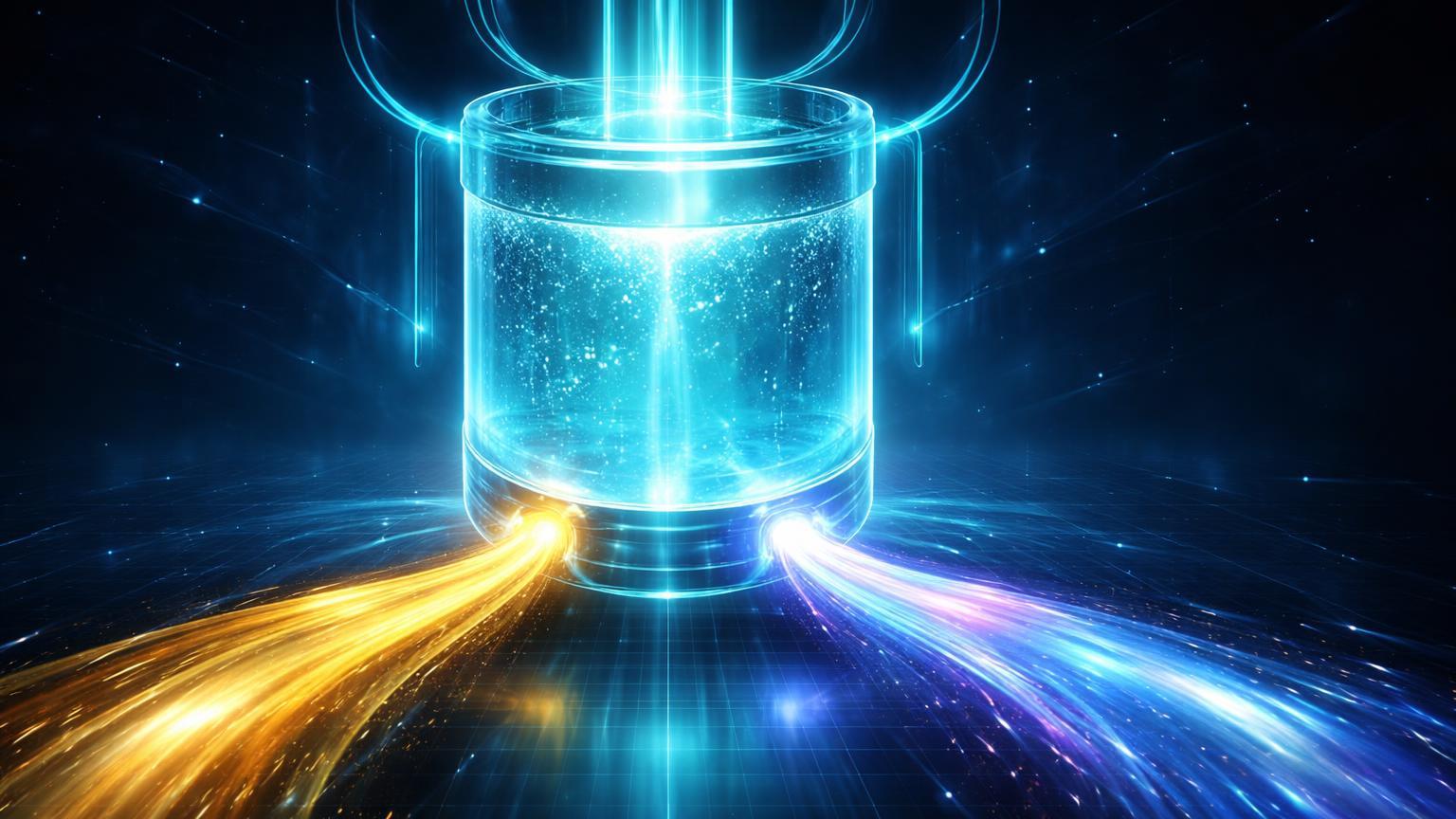 Reservatório translúcido de liquidez ciana acumulando influxos enquanto fluxos dourado e prismático saem, simbolizando stablecoins na Binance vs saídas de BTC e ETH