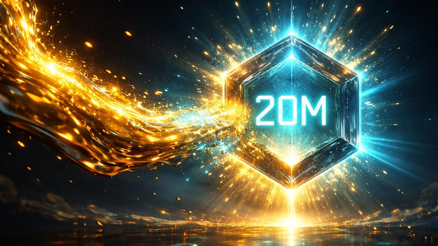 Fluxo de ouro líquido transformando-se em núcleo cristalino Bitcoin com 20M gravado, simbolizando migração de ETFs ouro para BTC e escassez